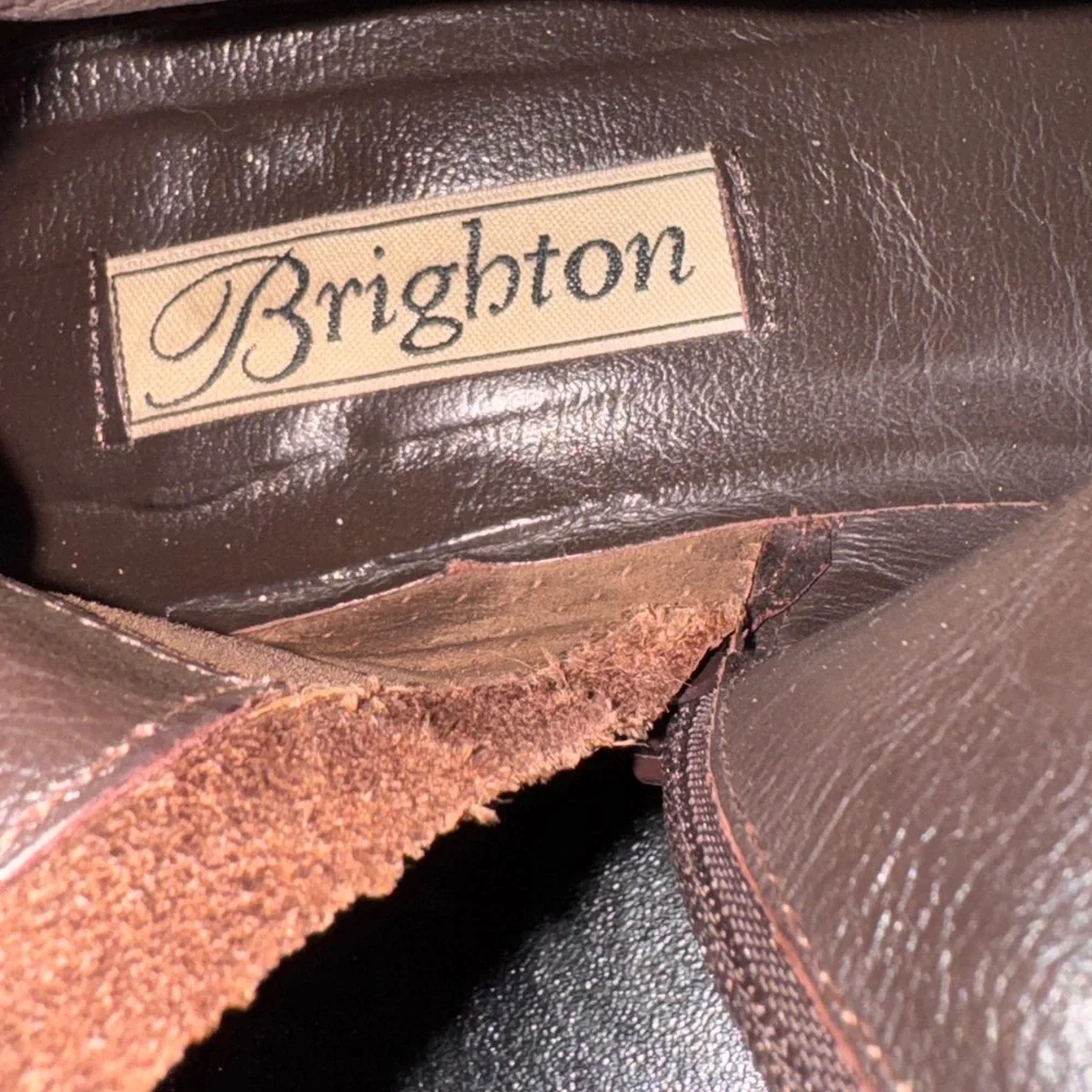 Brighton Dark Brown Leather woven hood with buckle size 10